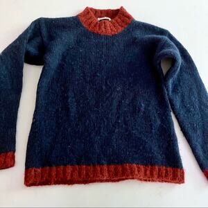 Babe & Tess boys navy brown designer alpaca wool blend sweater size 10